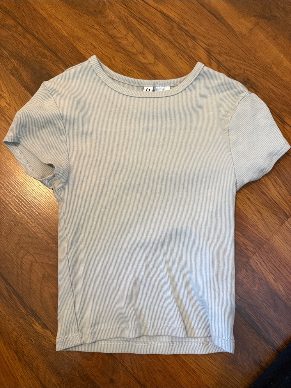 H&M Ribbed Short Sleeve Tee Blue Extra Small